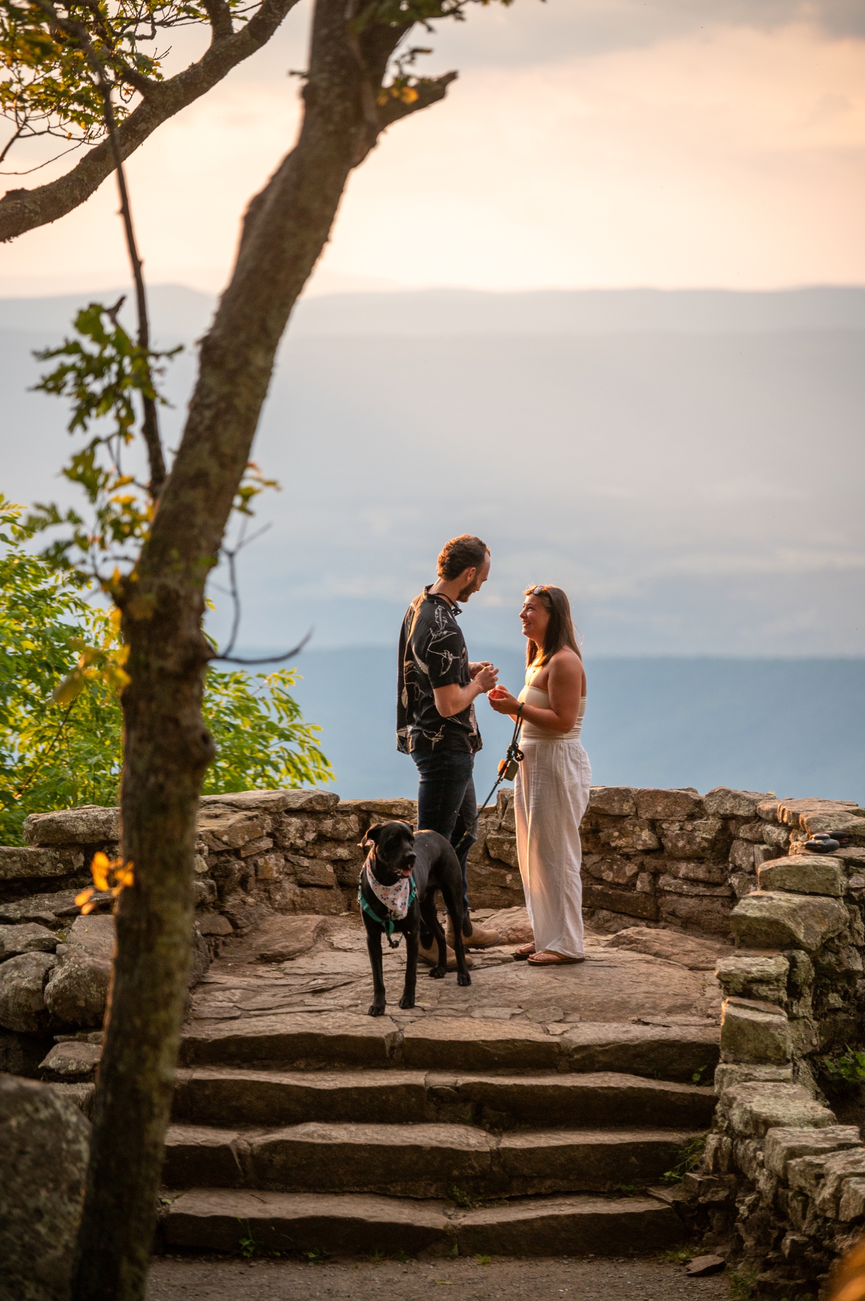 Engagement portrait with soft romantic framing
